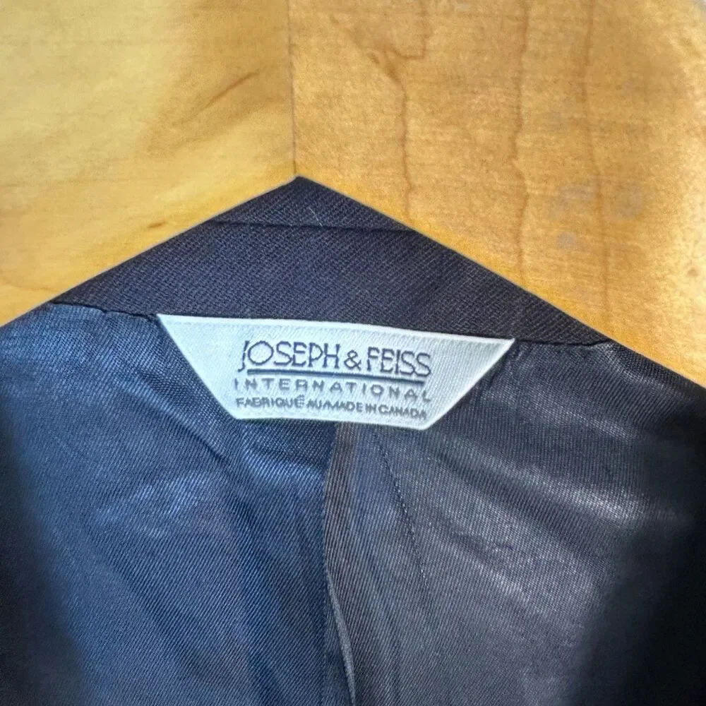 Joseph & Feiss Men's Navy Wool Gold Button Classic Blazer Jacket Size 44 X-Tall